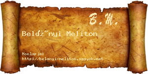 Belányi Meliton névjegykártya